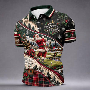 Mens Golf Polo Shirt - Front View On Gray Background