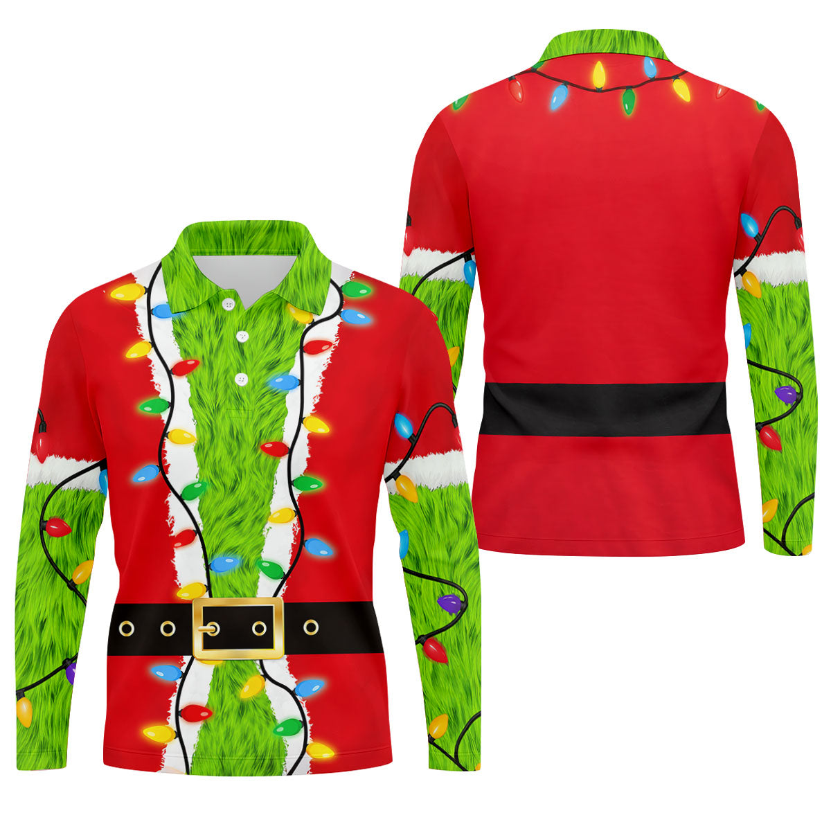 Christmas Green Furry Santa Suit Golf Shirt, Golf Shirts For Men, Golf Polo For Men