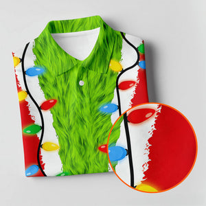 Christmas Green Furry Santa Suit Golf Shirt, Golf Shirts For Men, Golf Polo For Men