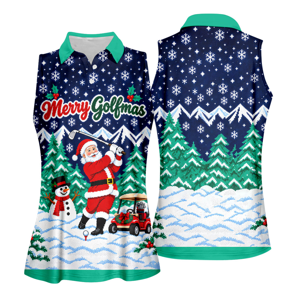 Christmas Merry Golfmas Santa Golf Shirt, Womens Golf Tops, Golf Shirts For Women