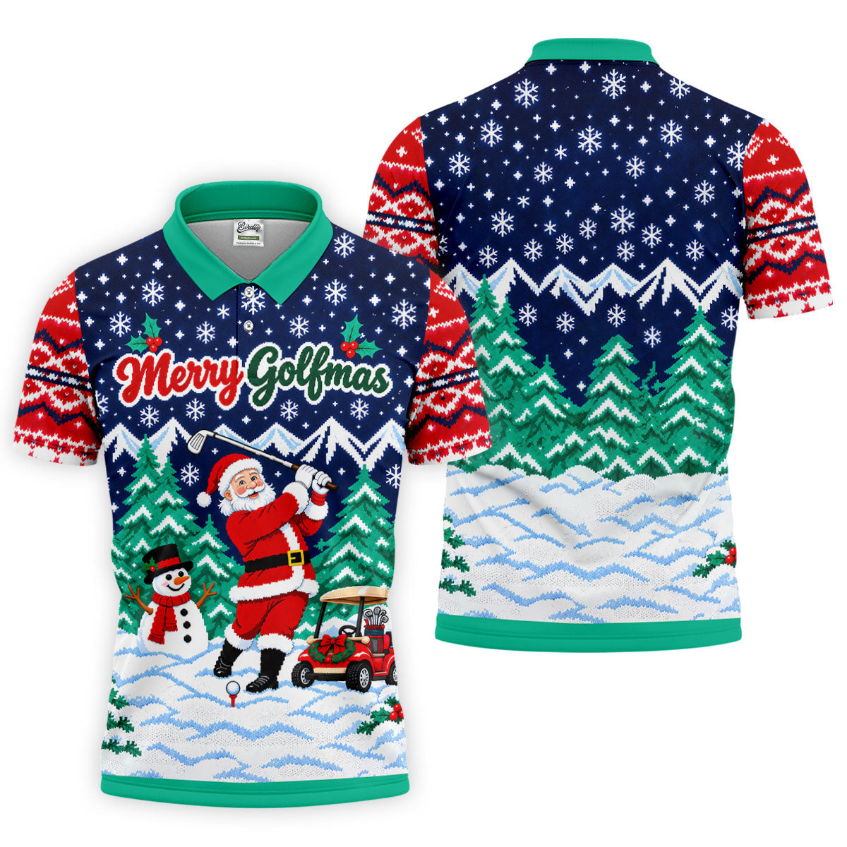 Christmas Merry Golfmas Santa Golf Shirt, Golf Shirts For Men, Mens Golf Clothing
