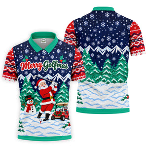 Christmas Merry Golfmas Santa Golf Shirt, Golf Shirts For Men, Mens Golf Clothing