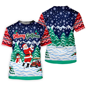 Christmas Merry Golfmas Santa Golf Shirt, Golf Shirts For Men, Mens Golf Clothing
