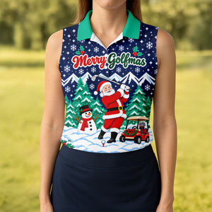 Christmas Merry Golfmas Santa Golf Shirt, Womens Golf Tops, Golf Shirts For Women