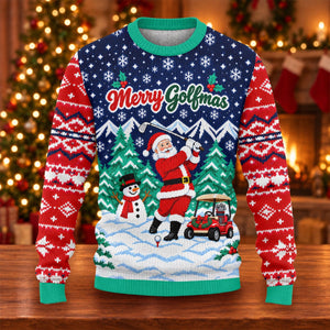 Christmas Merry Golfmas Santa Ugly Sweater, Ugly Sweater Party, Funny Holiday Sweater