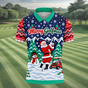Christmas Merry Golfmas Santa Golf Shirt, Golf Shirts For Men, Mens Golf Clothing