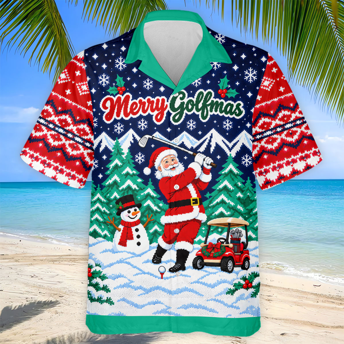 Christmas Merry Golfmas Santa Golf Shirt, Golf Shirts For Men, Mens Golf Clothing