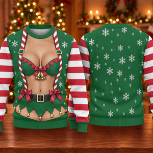 Funny Elf Costume Ugly Christmas Sweater - view 5