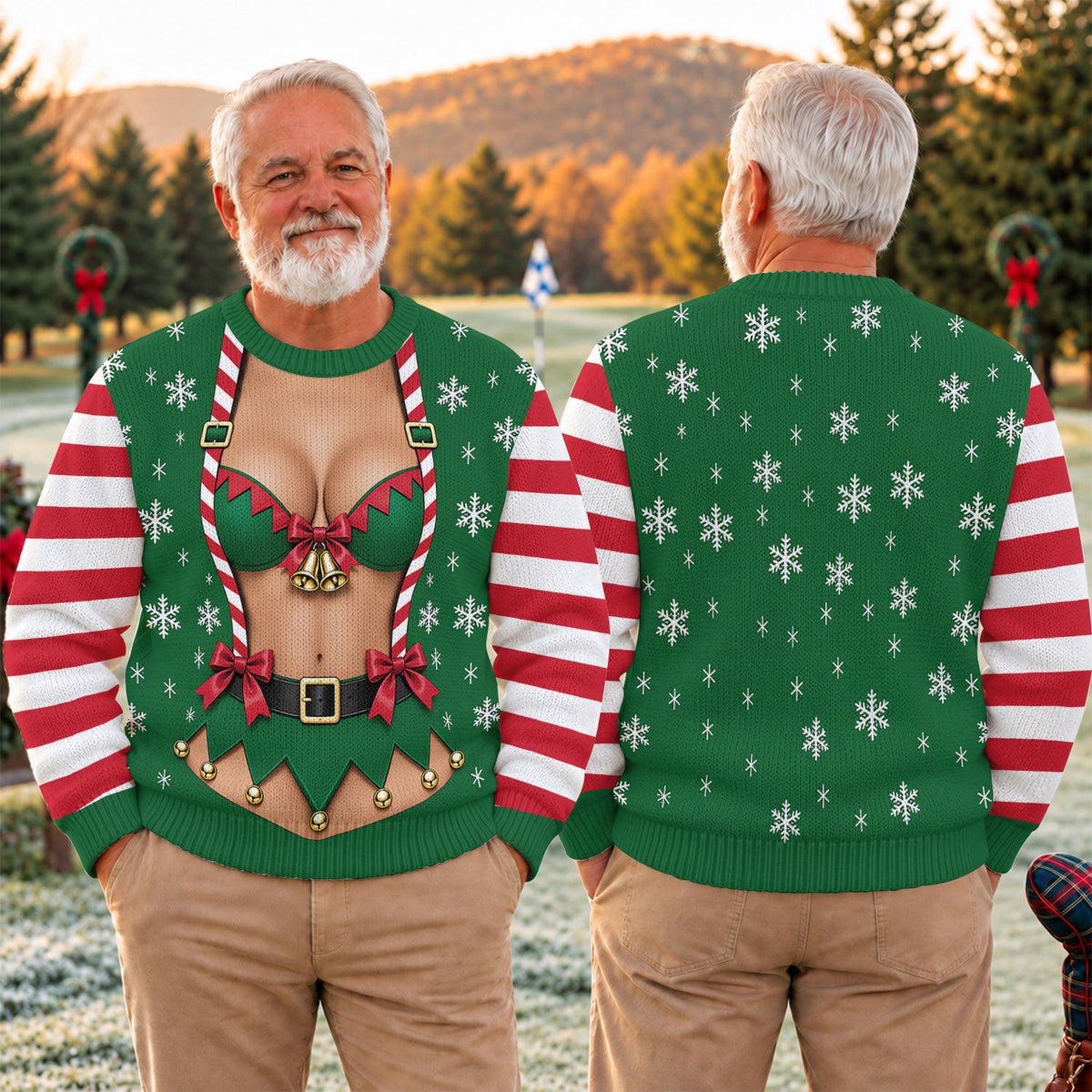 Funny Elf Costume Ugly Christmas Sweater - view 4