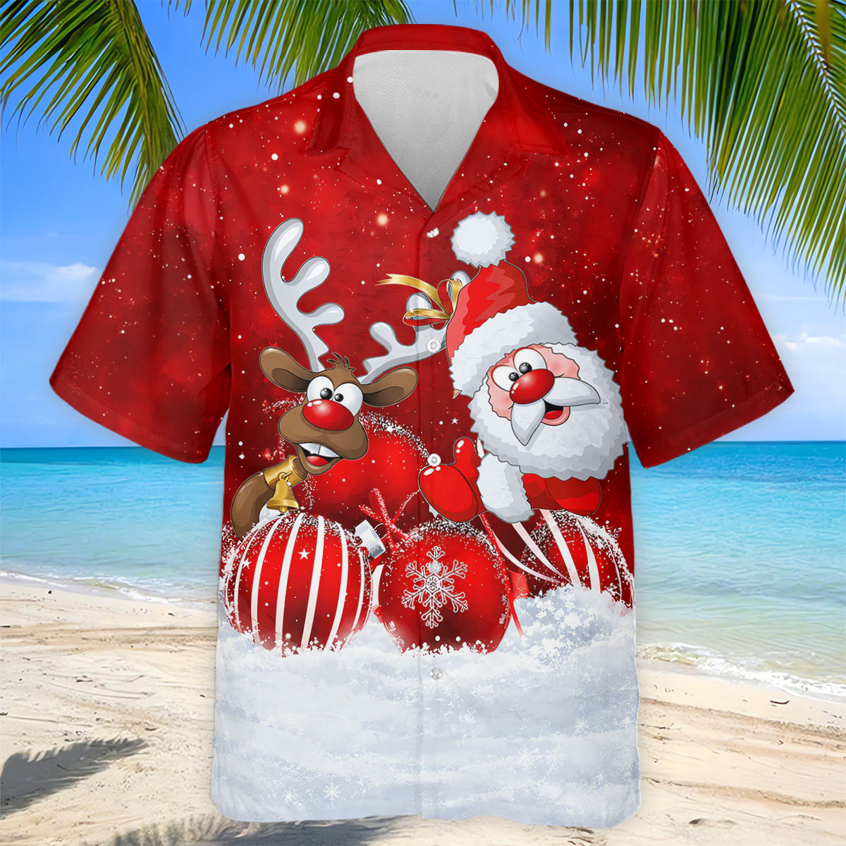 Christmas Santa Reindeer Snow Golf Shirt, Golf Shirts For Men, Golf Gifts For Men