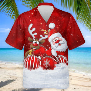 Christmas Santa Reindeer Snow Golf Shirt, Golf Shirts For Men, Golf Gifts For Men