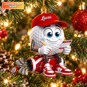 Custom Name Golf Scorecard Acrylic Ornament, Christmas Ornaments, Holiday Keepsake