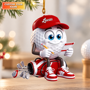 Custom Name Golf Scorecard Acrylic Ornament, Christmas Ornaments, Holiday Keepsake