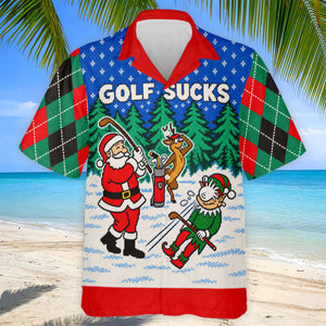 Christmas Golf Sucks Santa Golf Shirt, Mens Golf Shirts, Mens Holiday Golf Shirts