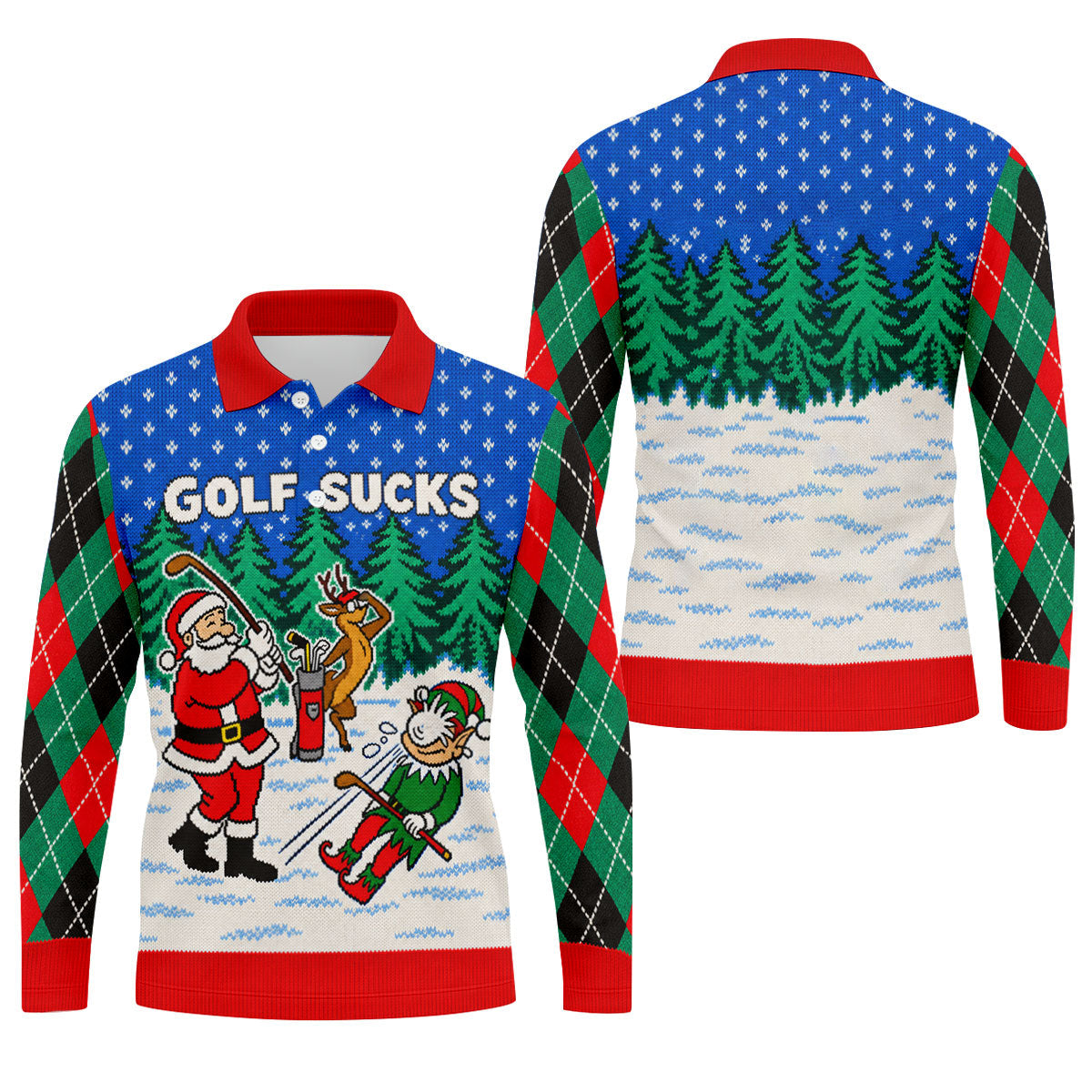 Christmas Golf Sucks Santa Golf Shirt, Mens Golf Shirts, Mens Holiday Golf Shirts