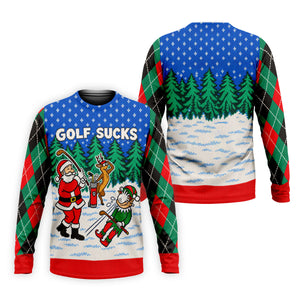 Christmas Golf Sucks Santa Golf Shirt, Mens Golf Shirts, Mens Holiday Golf Shirts