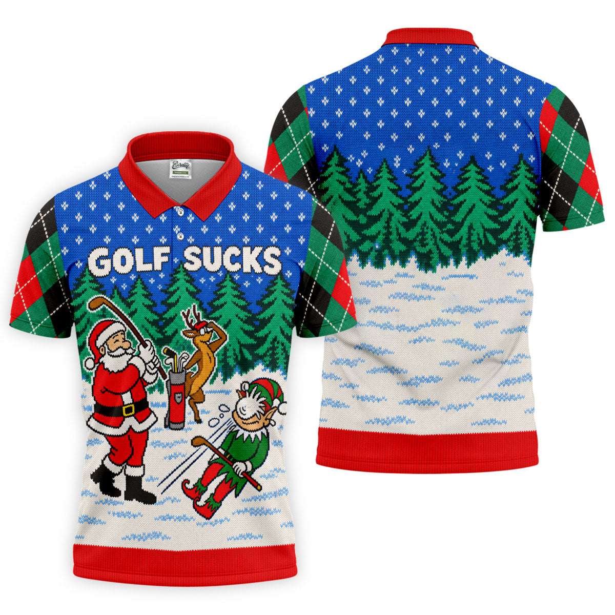 Christmas Golf Sucks Santa Golf Shirt, Mens Golf Shirts, Mens Holiday Golf Shirts