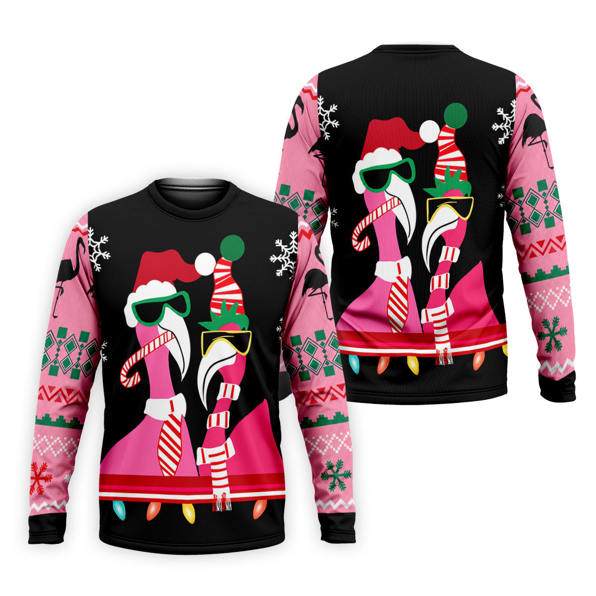 Pink flamingo Christmas pattern - Men - Long Sleeve Shirt