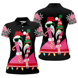 Pink flamingo Christmas pattern - Women - Polo Shirt 🔥