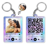 Custom Photo Couple Acrylic Keychain, Personalized QR Code Song Keychain, Couple Valentine Gifts