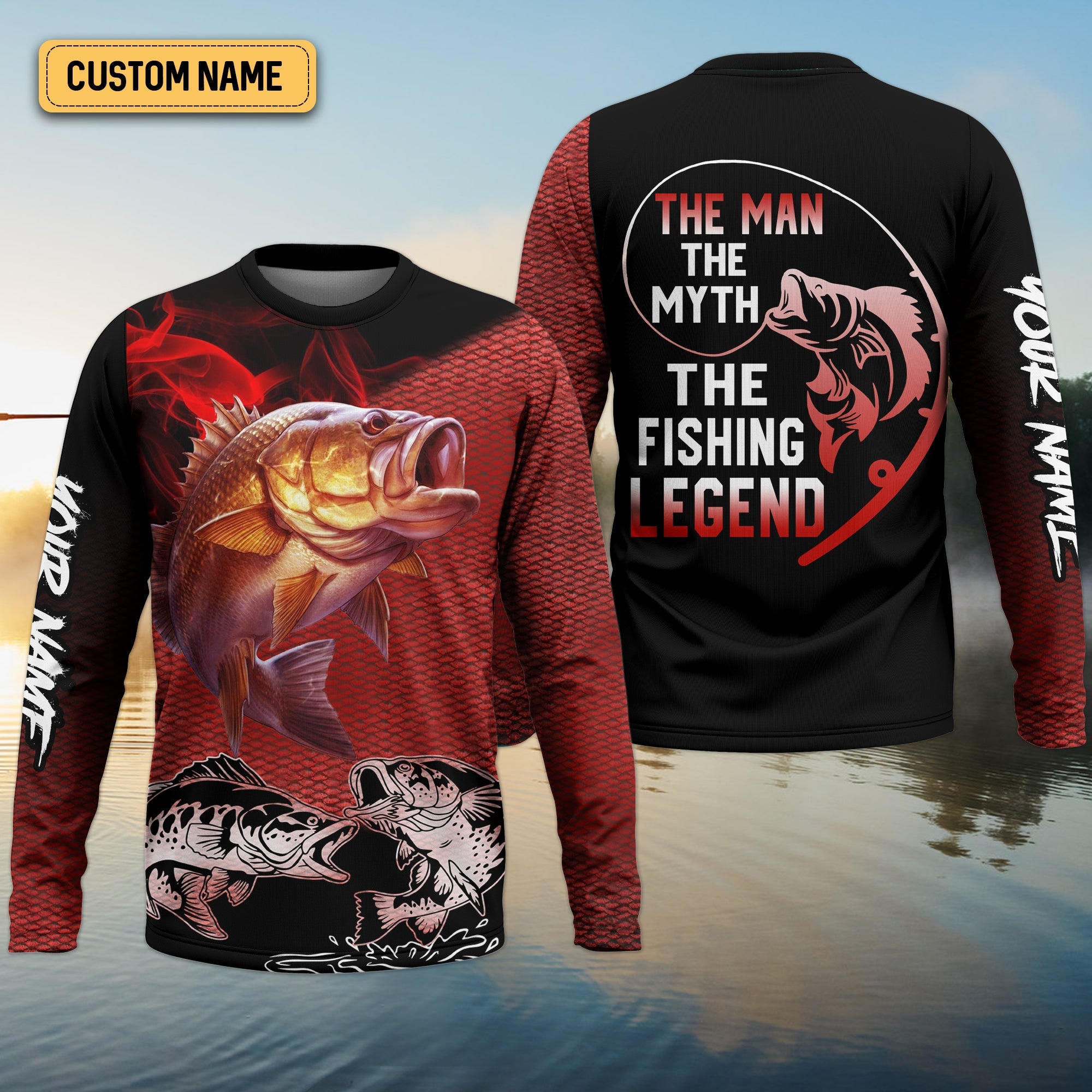 The Man The Myth The Legend, Breathable Long Sleeve Shirt, Funny Fishing T-Shirt, Men Long Sleeve Shirt