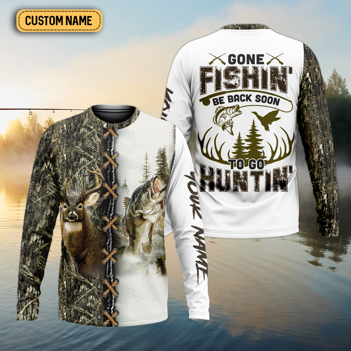 Fishing And Hunting, Reindeer Shirt, UPF Fishing Shirts, Long Sleeve Fishing Shirts, Men Long Sleeve Shirt