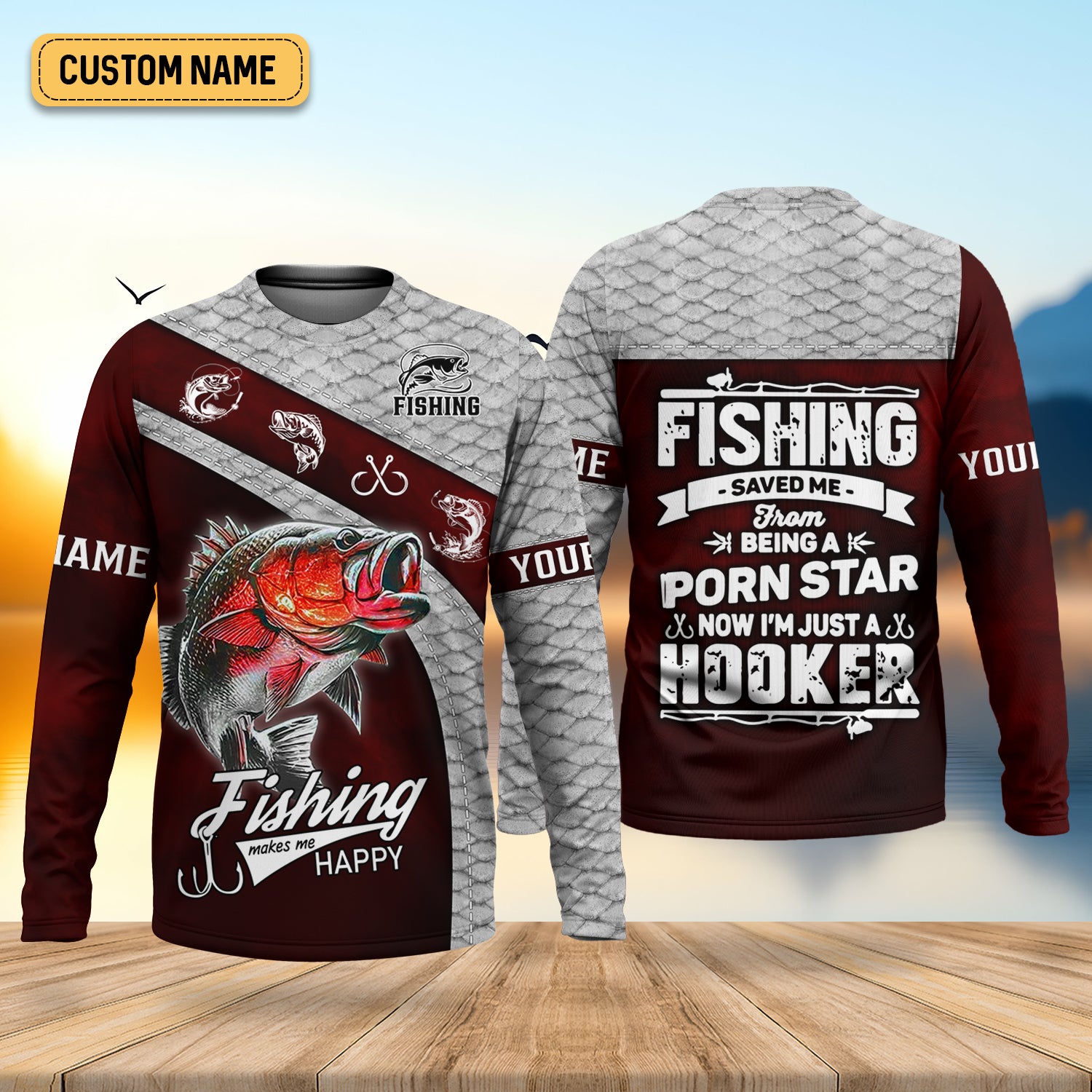 Fishing Saved Me From Becoming a Pornstar UPF Fishing Shirts, Gag Gifts For Men, Men Long Sleeve Shirt