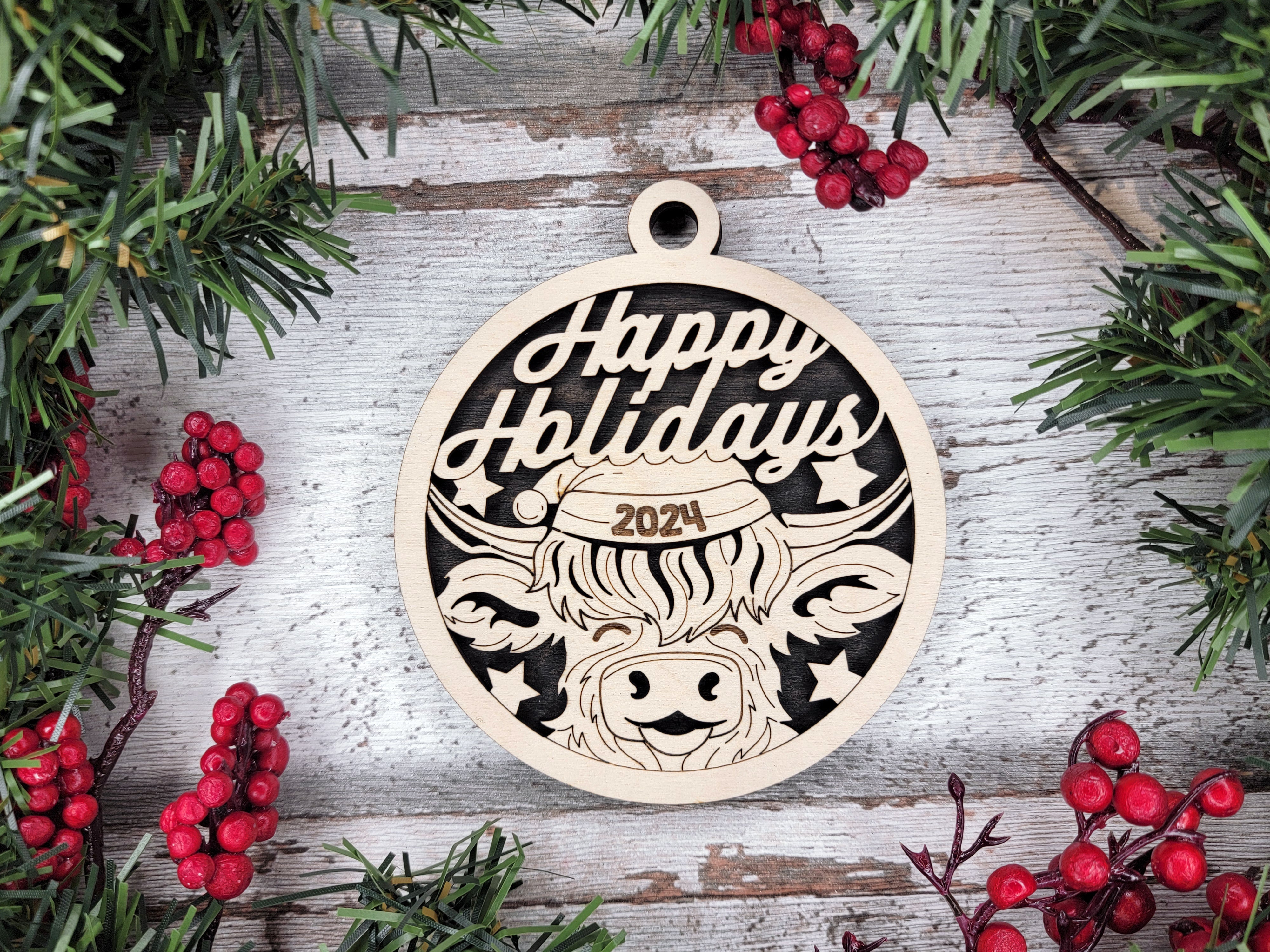 Happy Holiday 2024 2-Layer Wooden Ornament, Year In Review Ornament, Funny Christmas Ornament