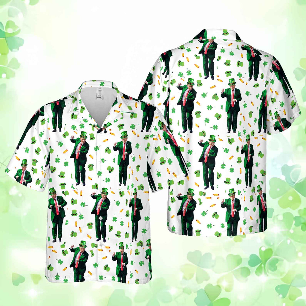 Trump Dancing Hawaiian Shirt, Funny Political Shirt, St. Patrick's Day Shirt