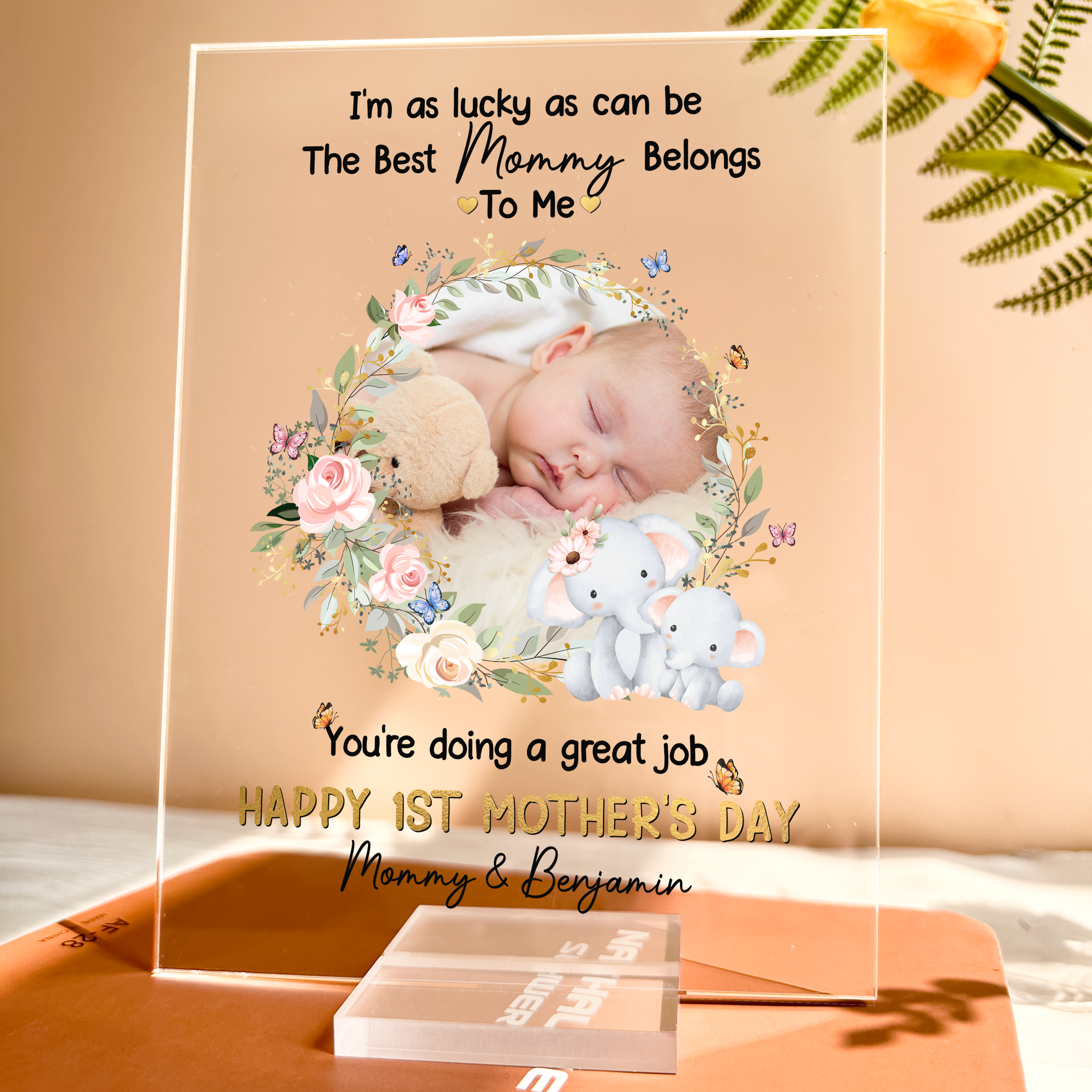 Happy First Mothers Day Personalized Photo Acrylic Plaque, Baby Shower Gifts