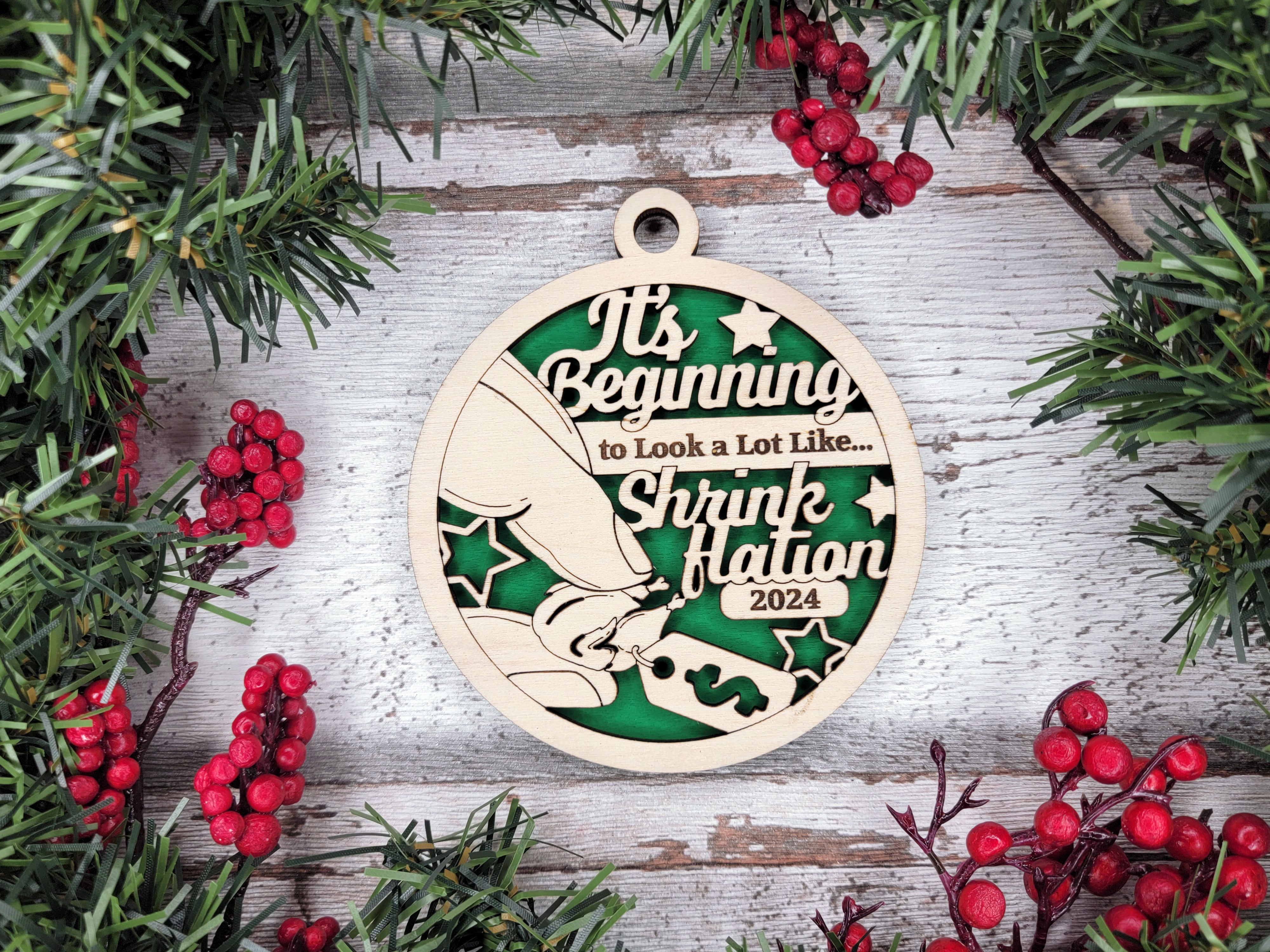 It's Beginning To Look A Lot Like Shrink Hation 2-Layer Wooden Ornament, Year In Review Ornament