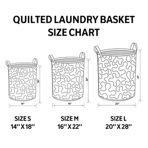Laundry basket size chart: Small 14 x 18, Medium 16 x 22, Large 20 x 28 inches