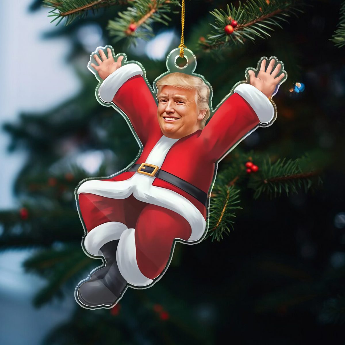 President Santa, Trump2024 Christmas Acrylic Ornament, Gift For Trump Supporter