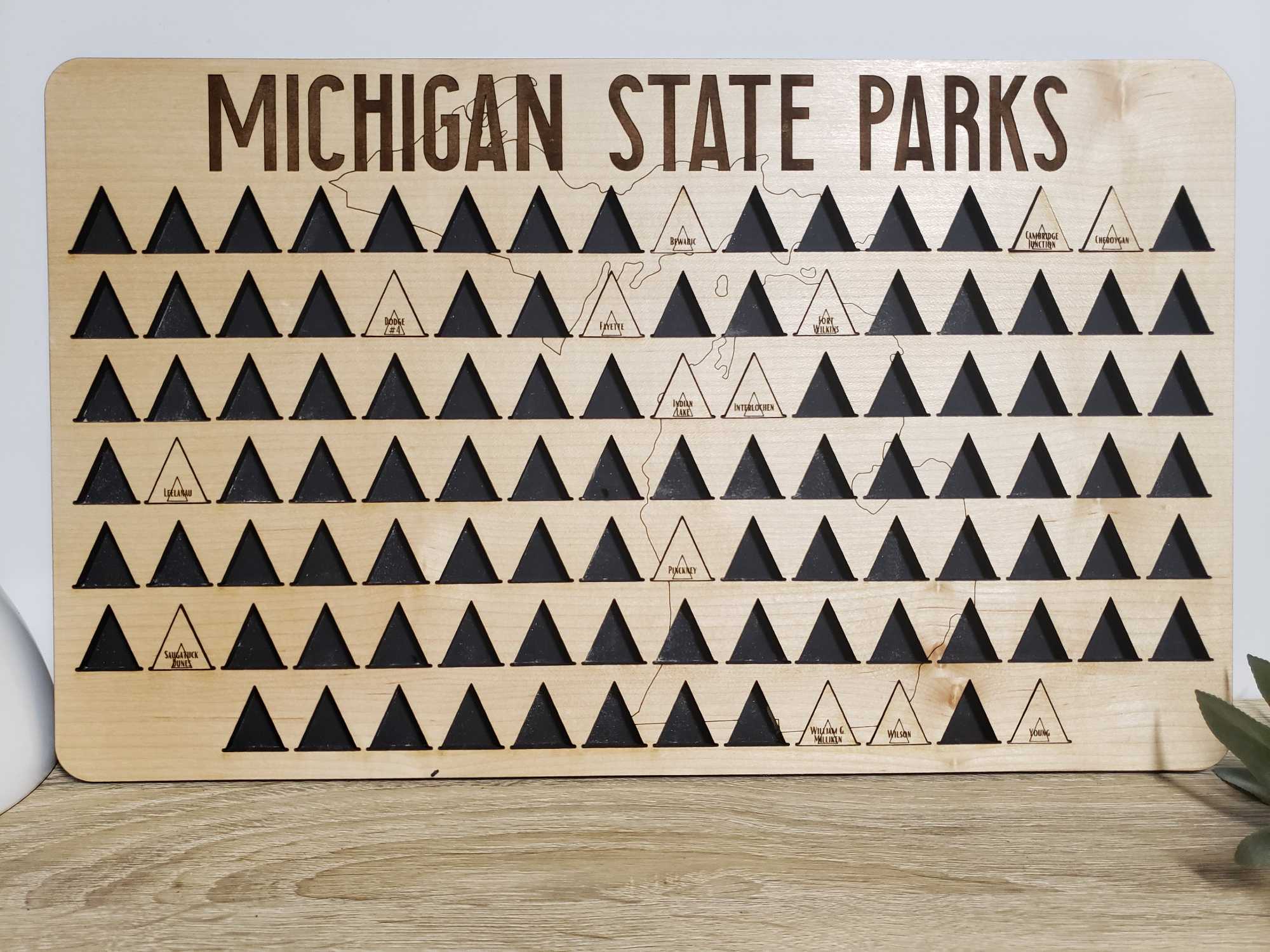 Michigan State Parks Tracker, Gift For Nature Lover, Wooden Tracker