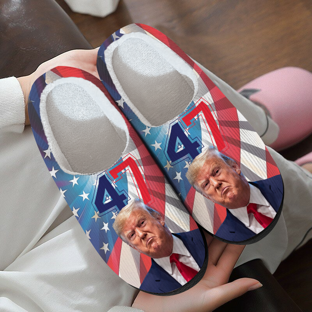 Custom Trump2024 47th President Of USA Cozy Slippers, Unique Funny Gift