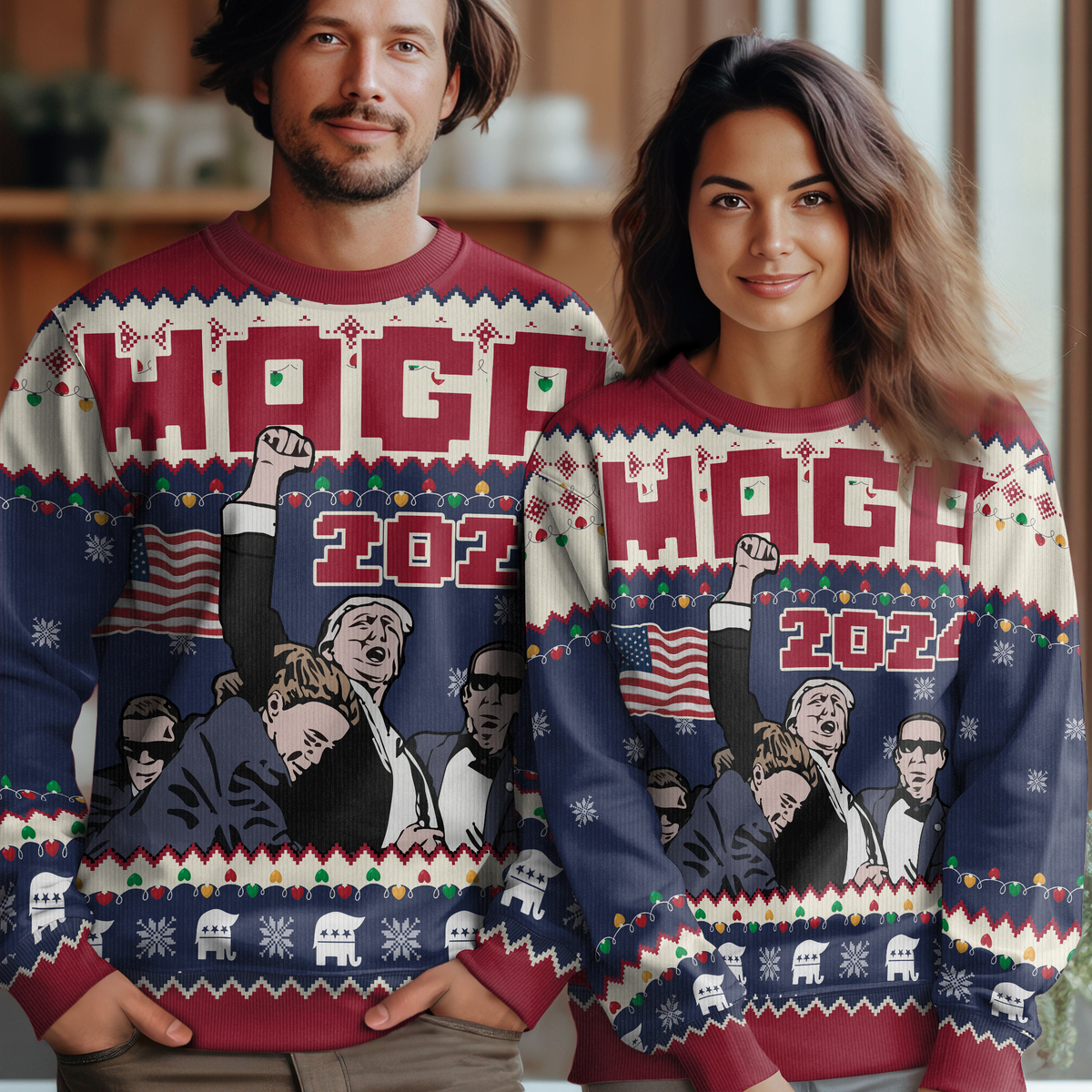 MAGA Trump2024 Ugly Sweater, Funny Political Shirt, Christmas Sweater