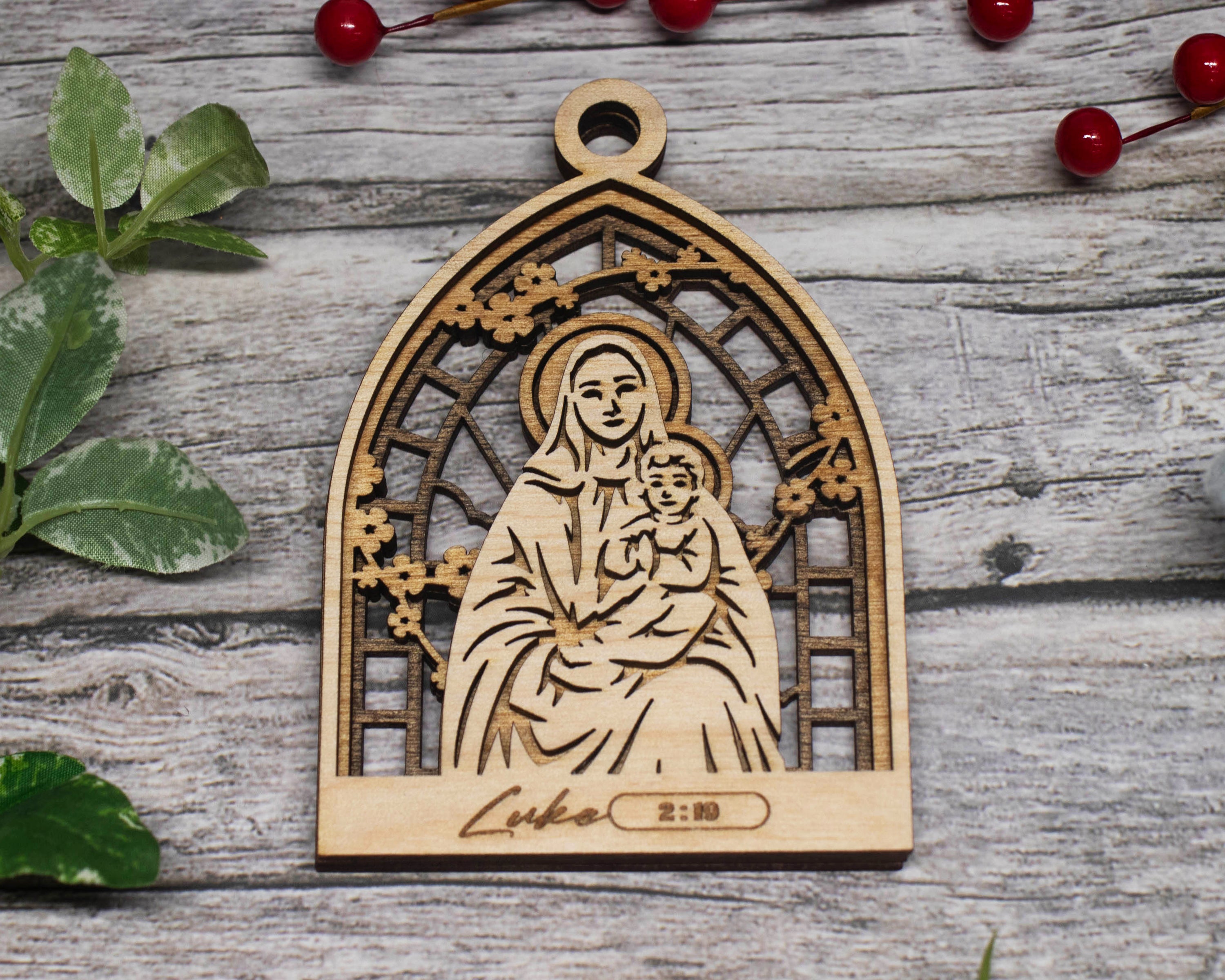 Mary And Jesus, Nativity Scene Christmas Ornaments, Christian Gift, 3-Layer Wooden Ornament