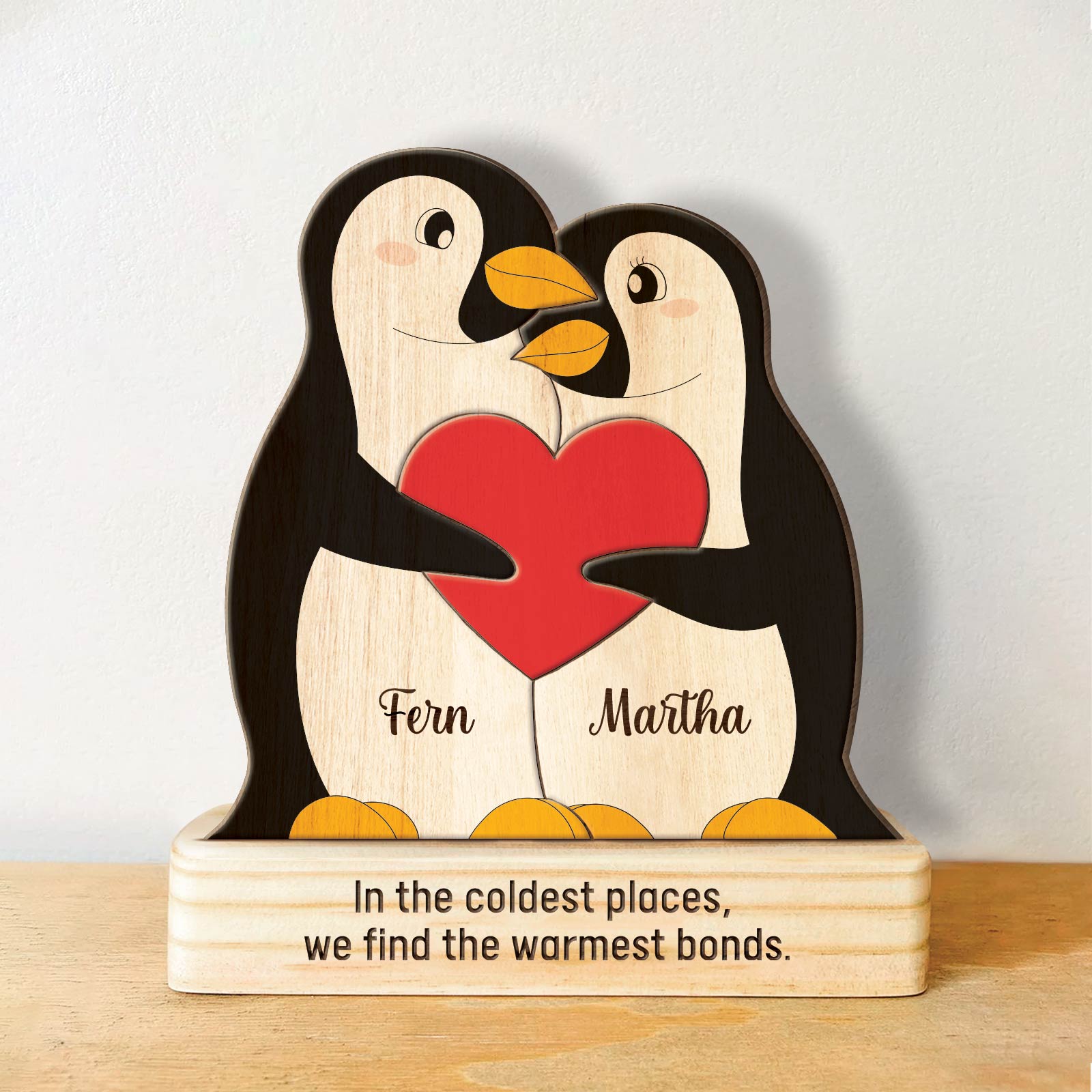 Penguin Family Custom Wooden Puzzle, Family Puzzle, Family Gift Idea