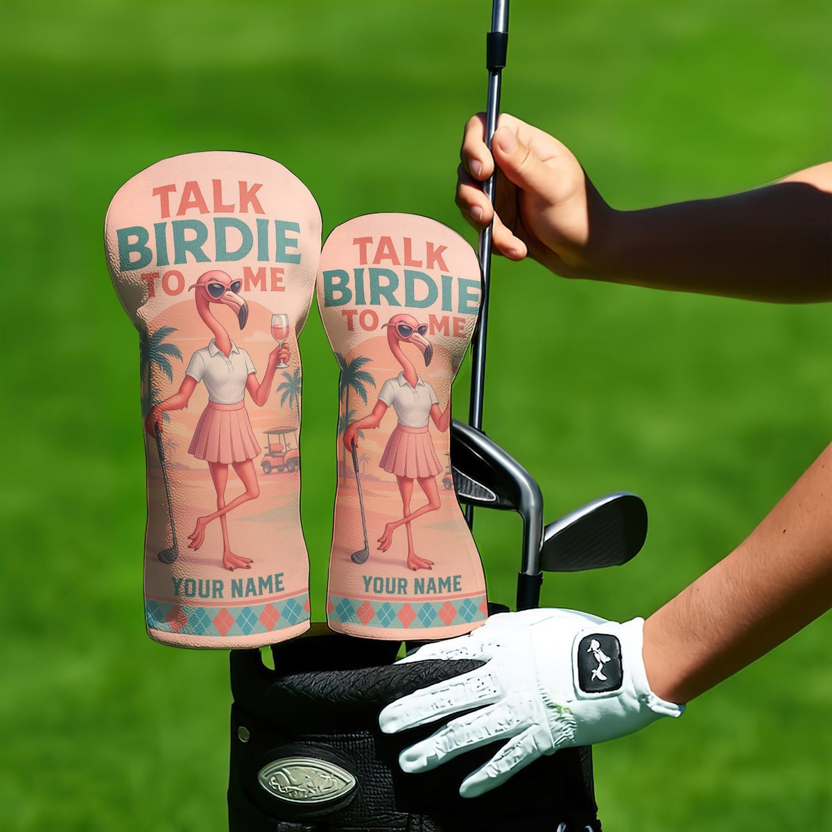 Personalized Flamingo Golf Head Cover - Golf Gift For Golfers - View 2