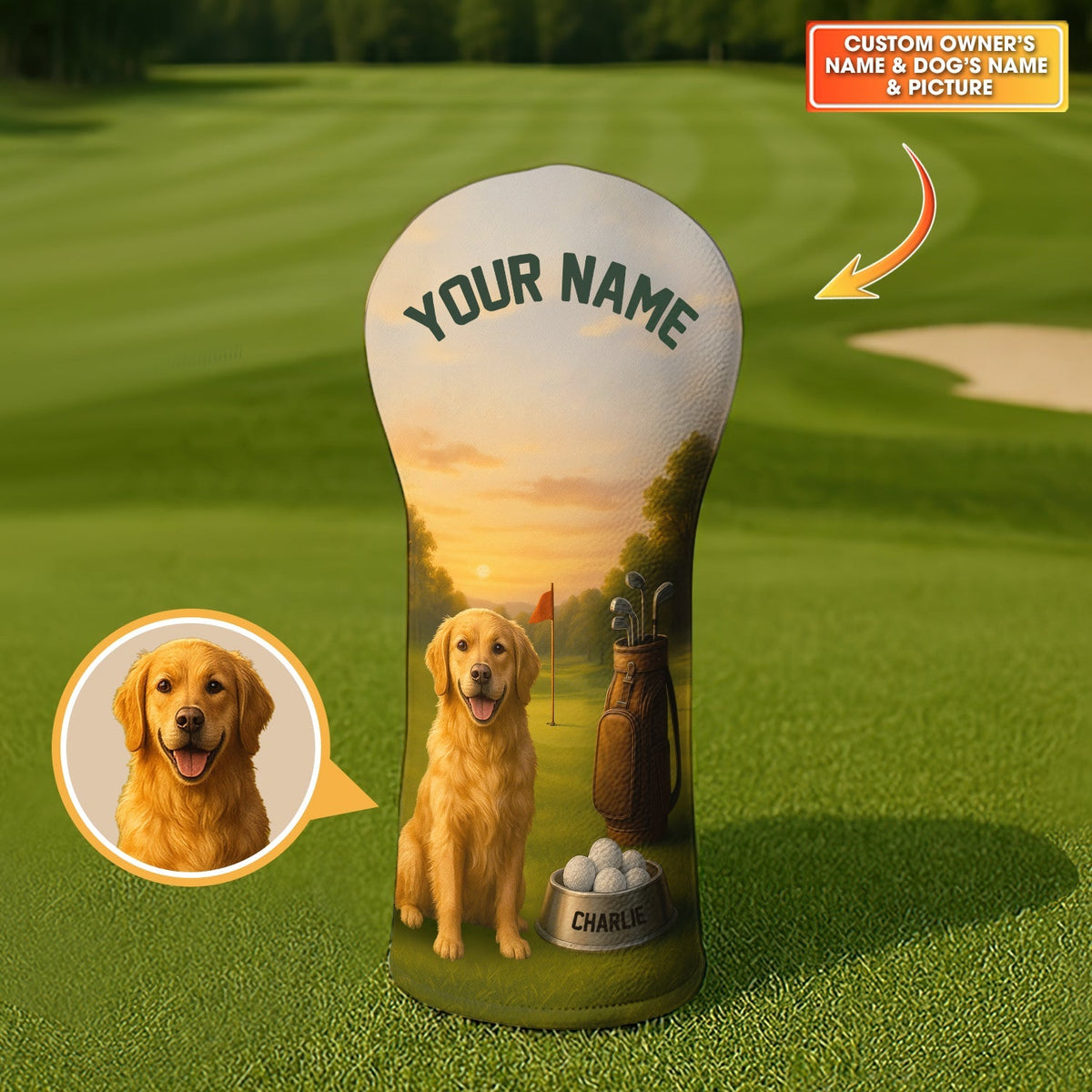 Personalized Pet Photo And Name Golf Head Cover