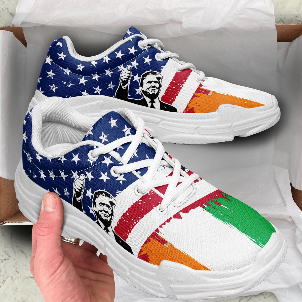 Trump2024 Irish Flag Chunky Shoes, Unisex Chunky Shoes, Gift For Trump Supporter