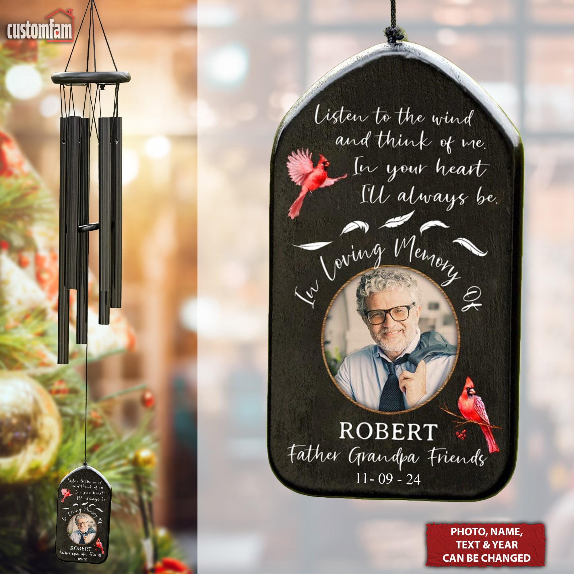 In Loving Memory Of Custom Photo Memorial Wind Chimes, Sympathy Gift