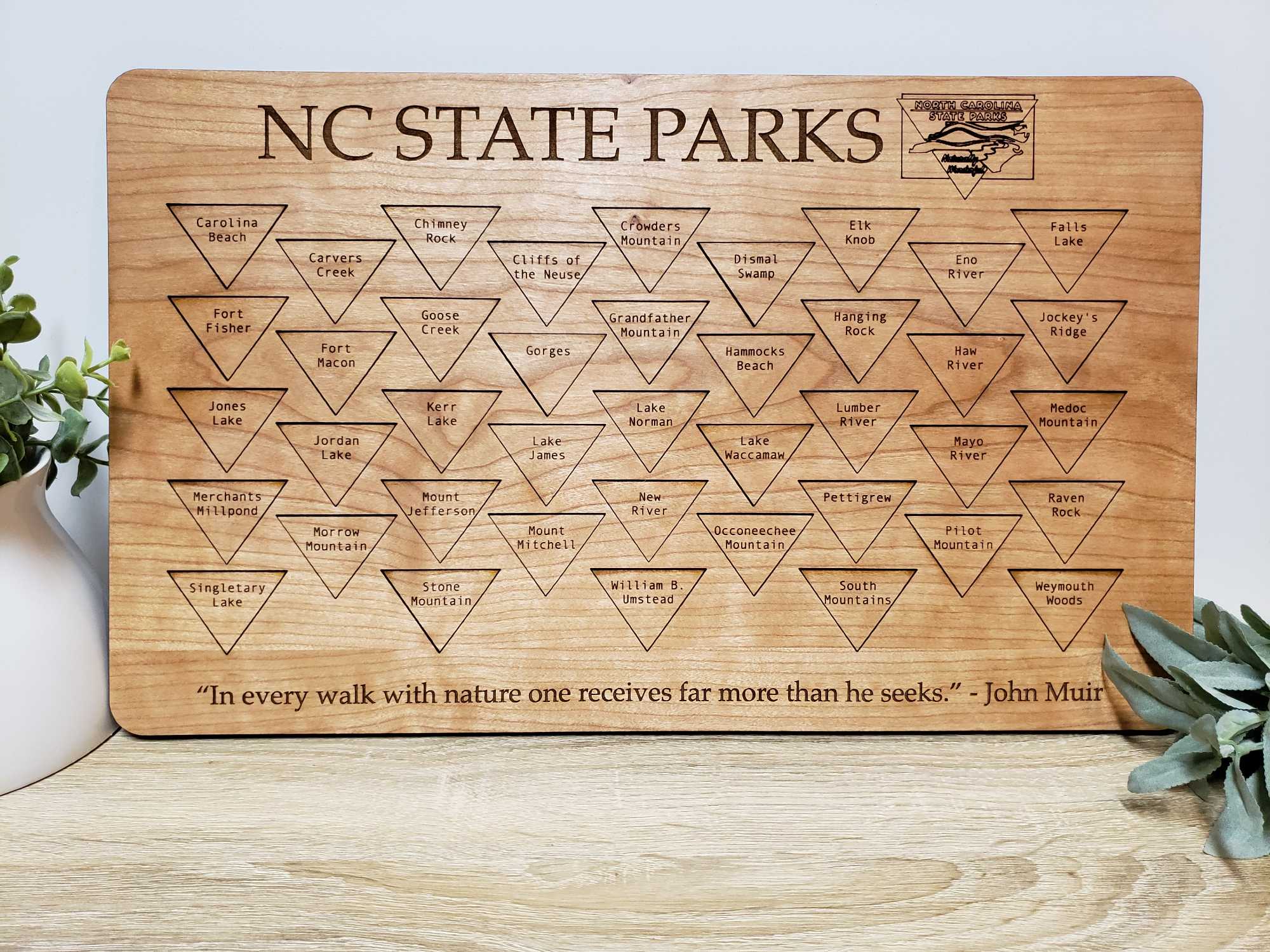 North Carolina State Parks Tracker, Gift For Nature Lover, Wooden Tracker