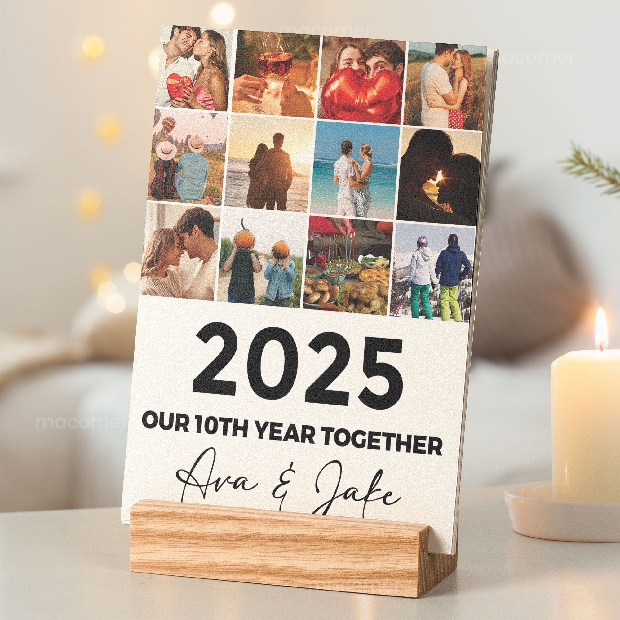 One More Year Together Easel Calendar, Custom Photo Calendar, Couple Anniversary Gift