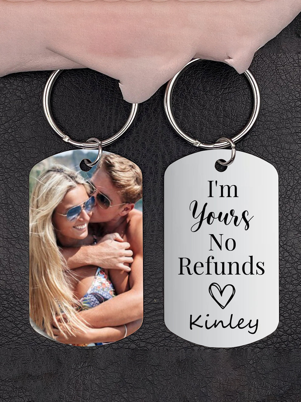 I'm Yours. No Refunds Custom Photo Aluminum Keychain, Gift For Couple