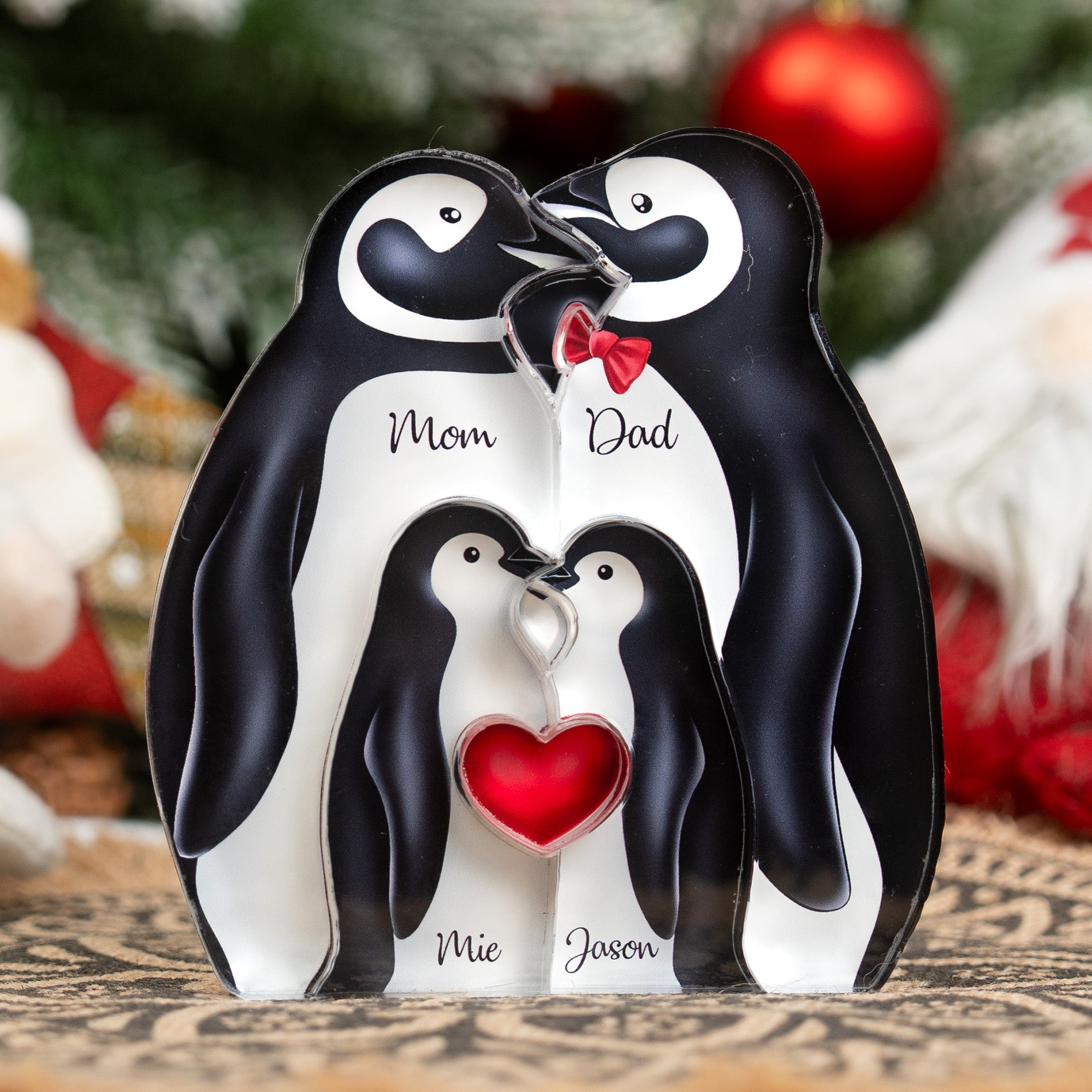 Personalized Acrylic Penguin Family Puzzle, Gift For Family