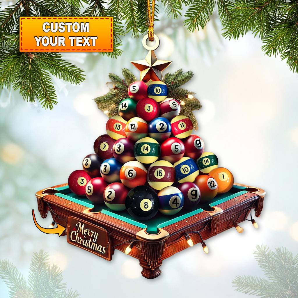 Pool Table Christmas Ornament, Custom Christmas Ornament For Billiard Lovers