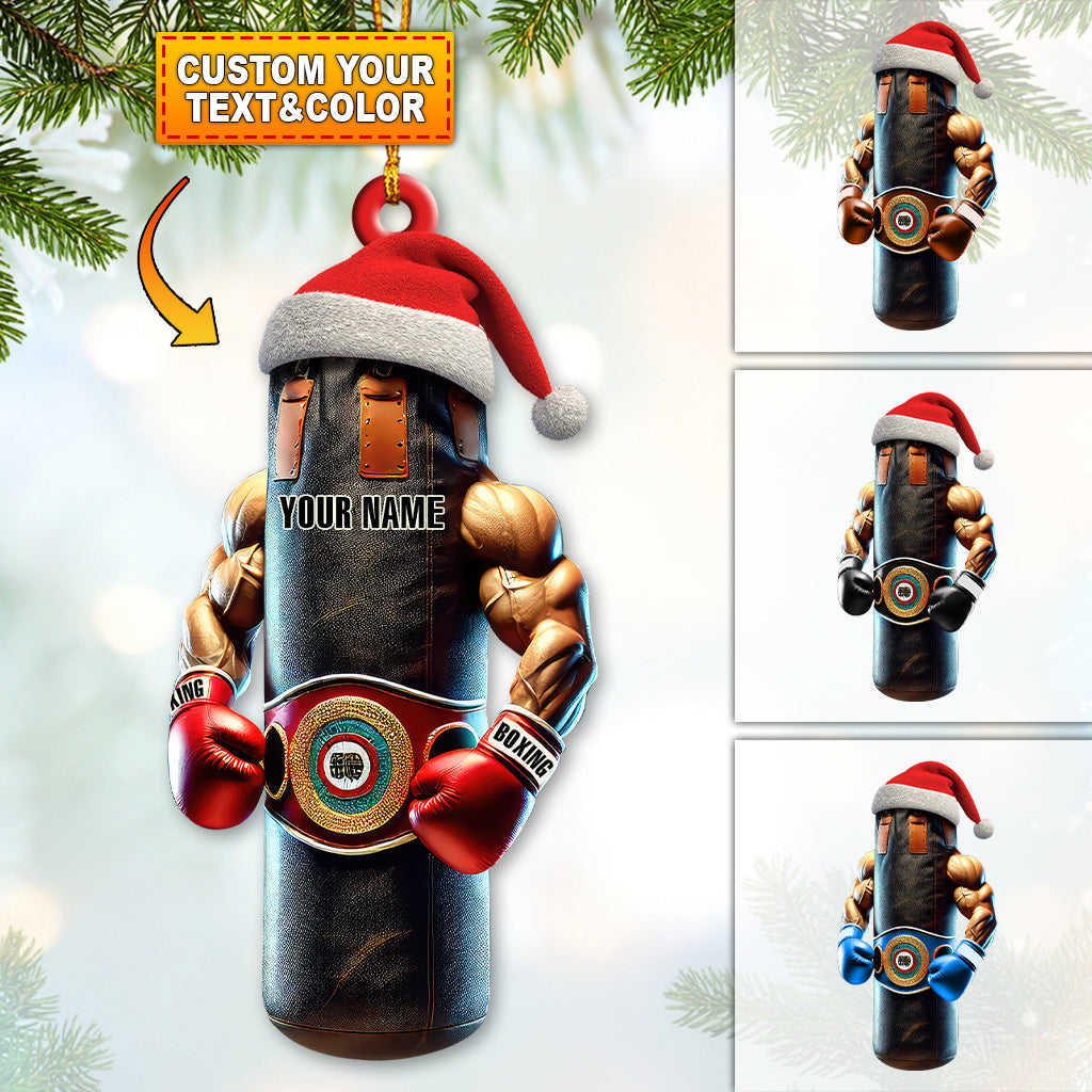 Boxing Punching Bag, Personalized Boxing Bag Acrylic Ornaments, Christmas Gift For Boxing Lover