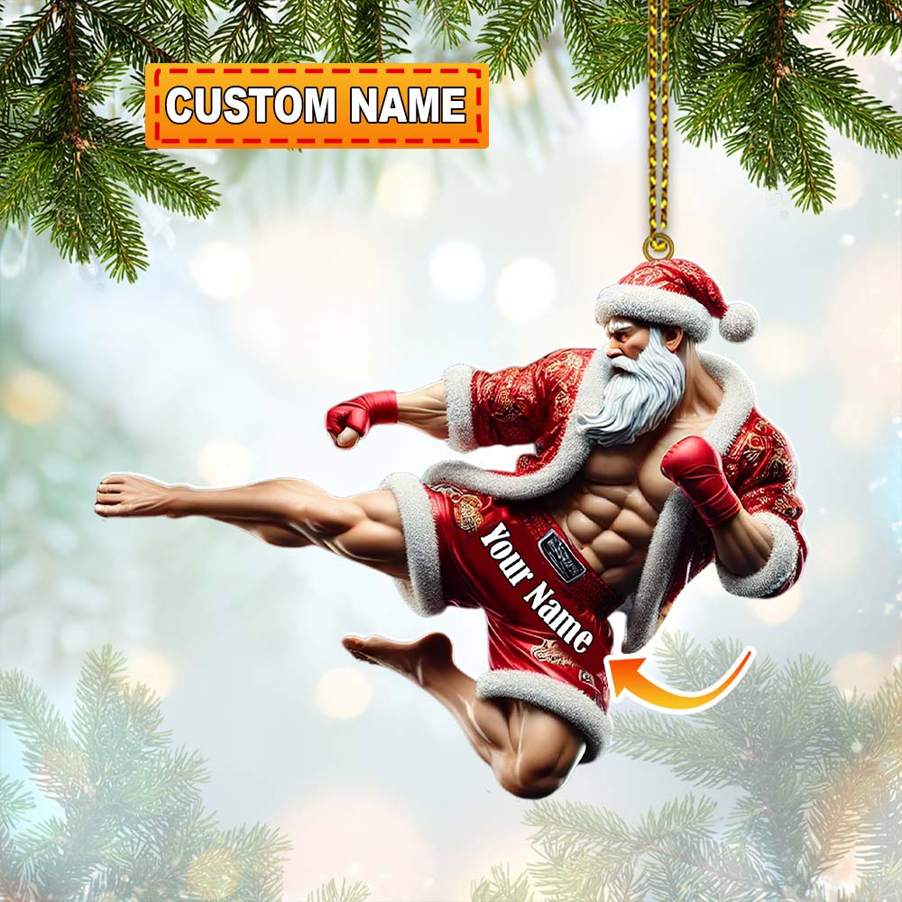 Santa Claus Christmas Ornament, Muay Thai Santa Christmas, Christmas Tree Decor