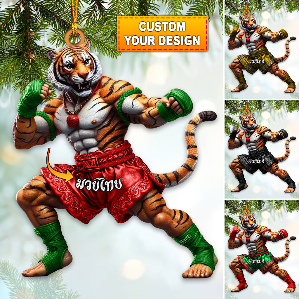 Personalized Muay Thai Tiger, Acrylic Christmas Ornament, Unique Christmas Gift